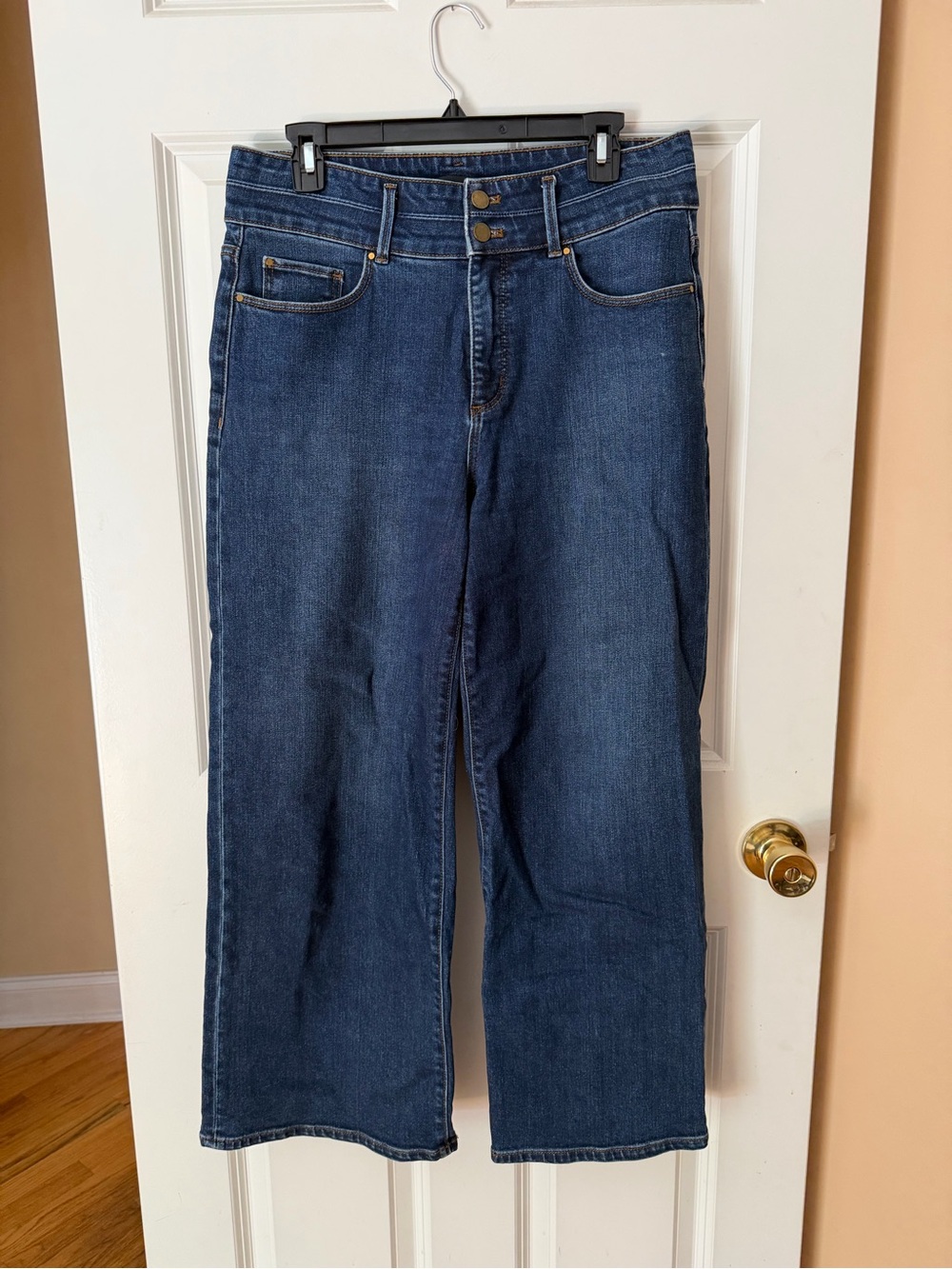 Ann Taylor Wide-Leg Jeans in Dark Blue Wash